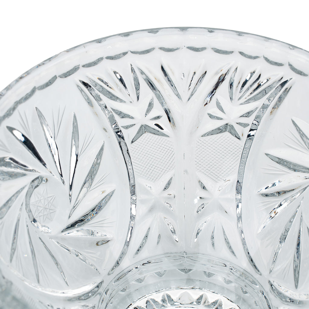 Polonia Cut Crystal Candy Jar - Faceted Finial & Starburst Cut