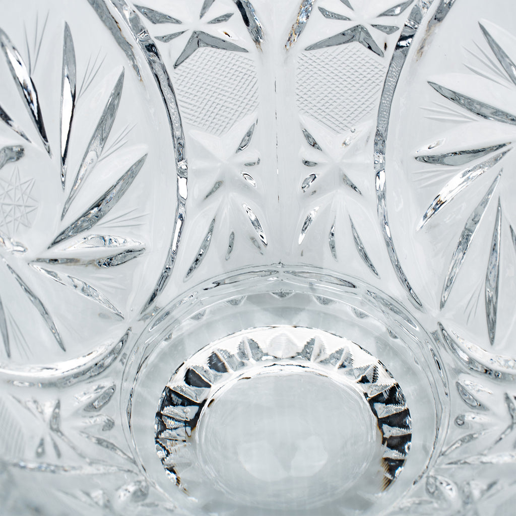 Polonia Cut Crystal Candy Jar - Faceted Finial & Starburst Cut