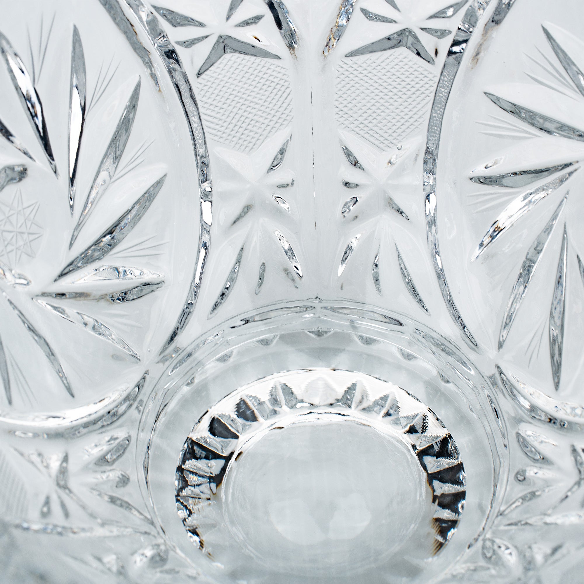 Polonia Cut Crystal Candy Jar - Faceted Finial & Starburst Cut