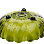 Indiana Glass Sunflower Footed Bowl - Olive Green Scalloped Rim