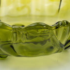 Indiana Glass Sunflower Footed Bowl - Olive Green Scalloped Rim