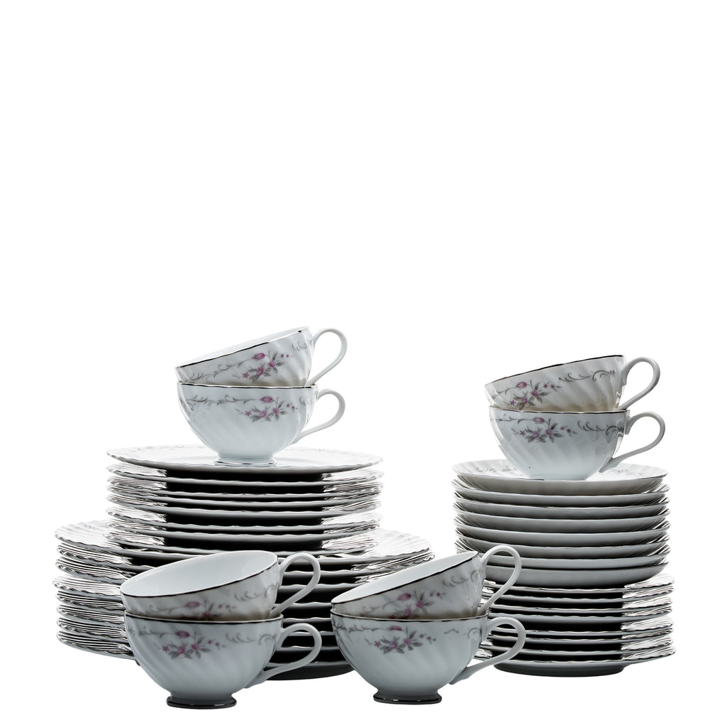 Gold Standard Pink Rose Dinnerware Set - 40-Piece Porcelain