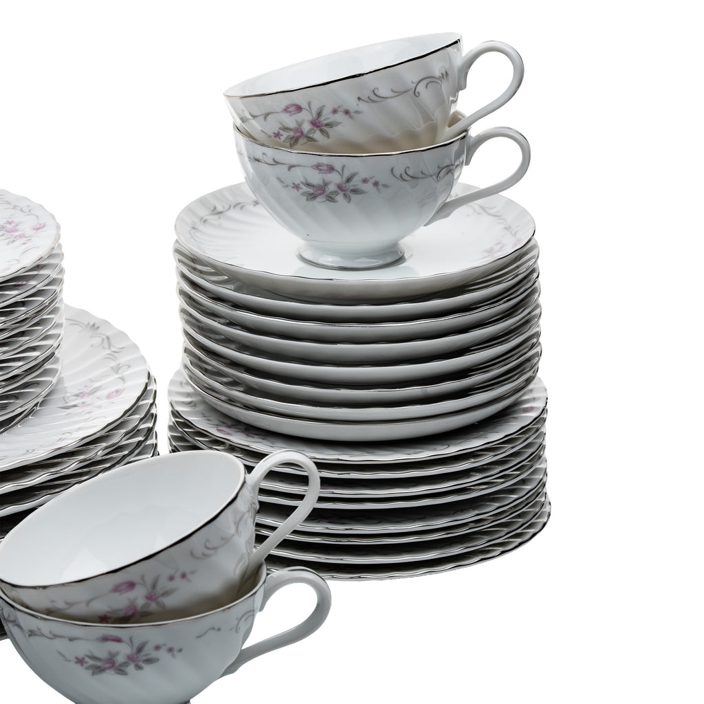 Gold Standard Pink Rose Dinnerware Set - 40-Piece Porcelain