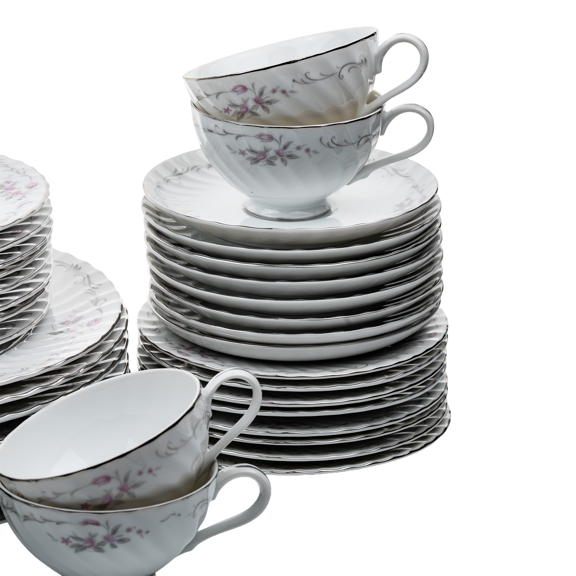 Gold Standard Pink Rose Dinnerware Set - 40-Piece Porcelain