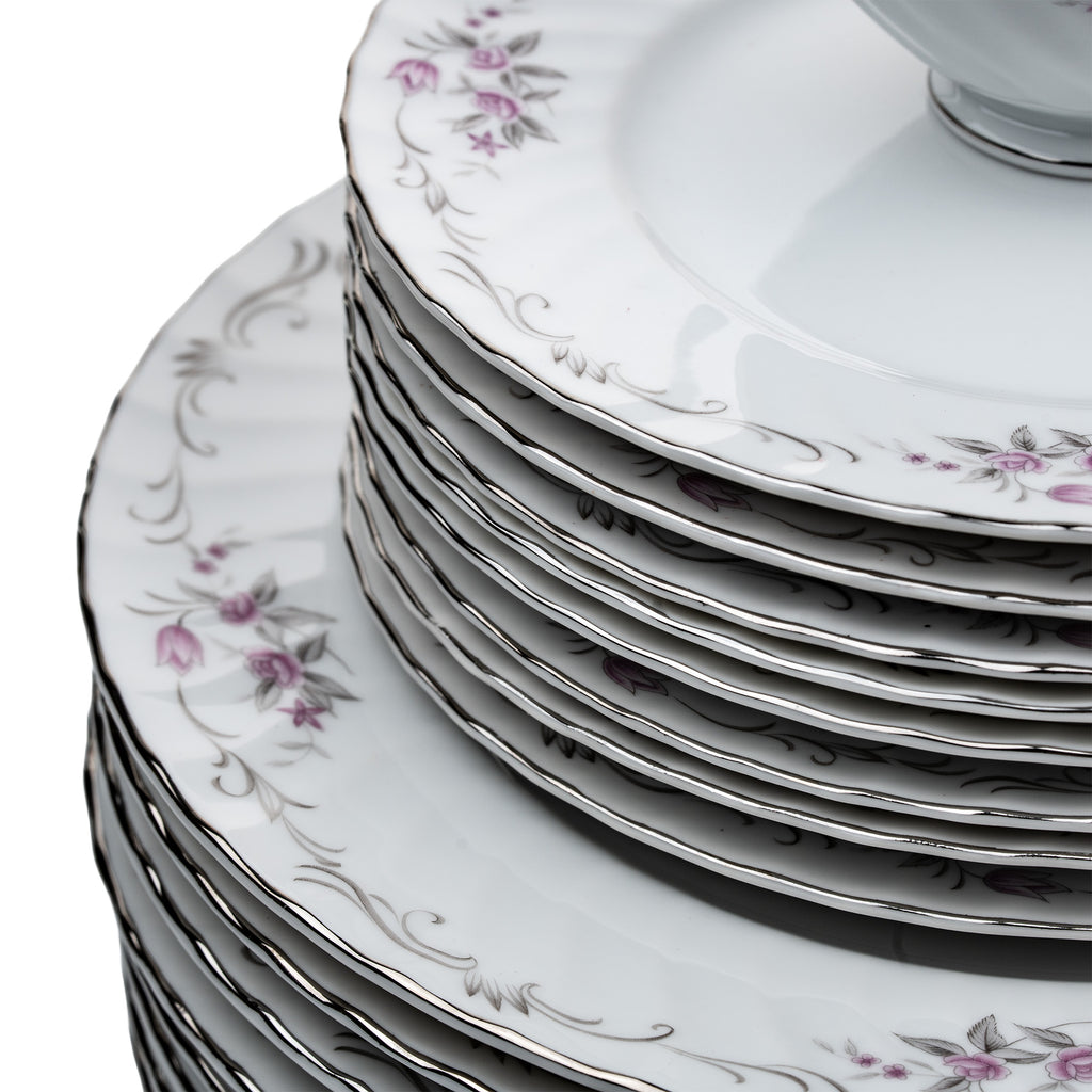 Gold Standard Pink Rose Dinnerware Set - 40-Piece Porcelain