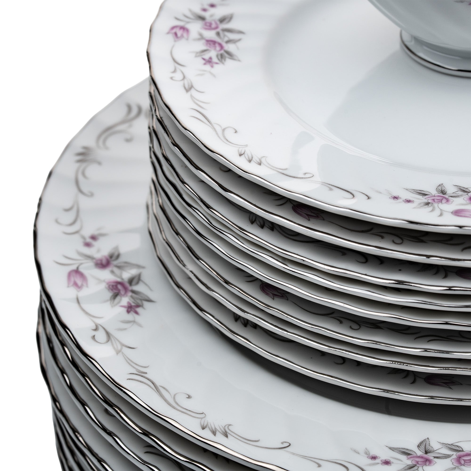 Gold Standard Pink Rose Dinnerware Set - 40-Piece Porcelain
