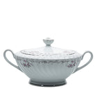 Gold Standard Porcelain Soup Tureen with Lid - Scalloped Pink Rose
