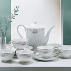 Gold Standard GST1 Porcelain Teapot and Teacup set - Pink Floral and Platinum Trim