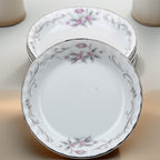 Gold Standard GST1 Pink Floral Coasters Butter Pats - Scalloped Silver Trim