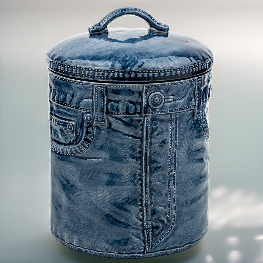 Sittre Ceramic Denim Jeans Cookie Jar Storage Canister