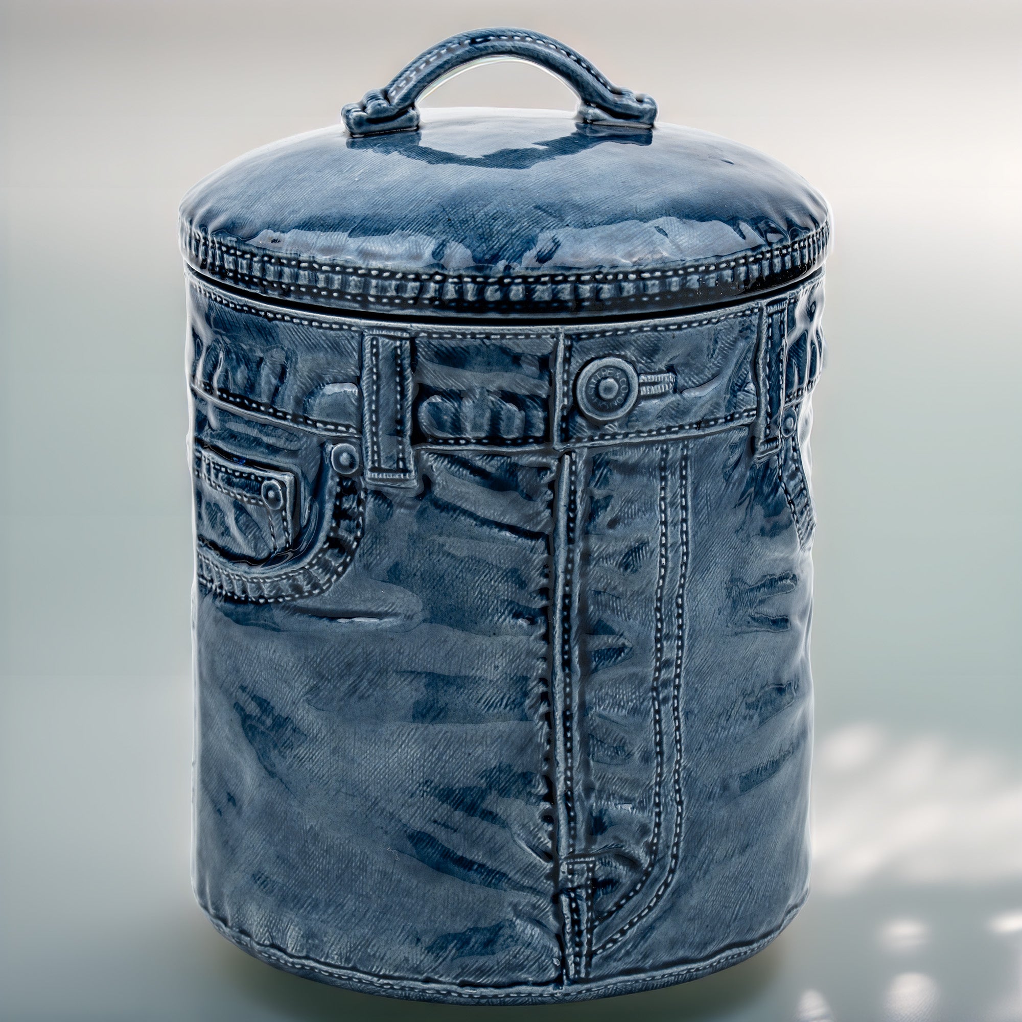 Sittre Ceramic Denim Jeans Cookie Jar Storage Canister