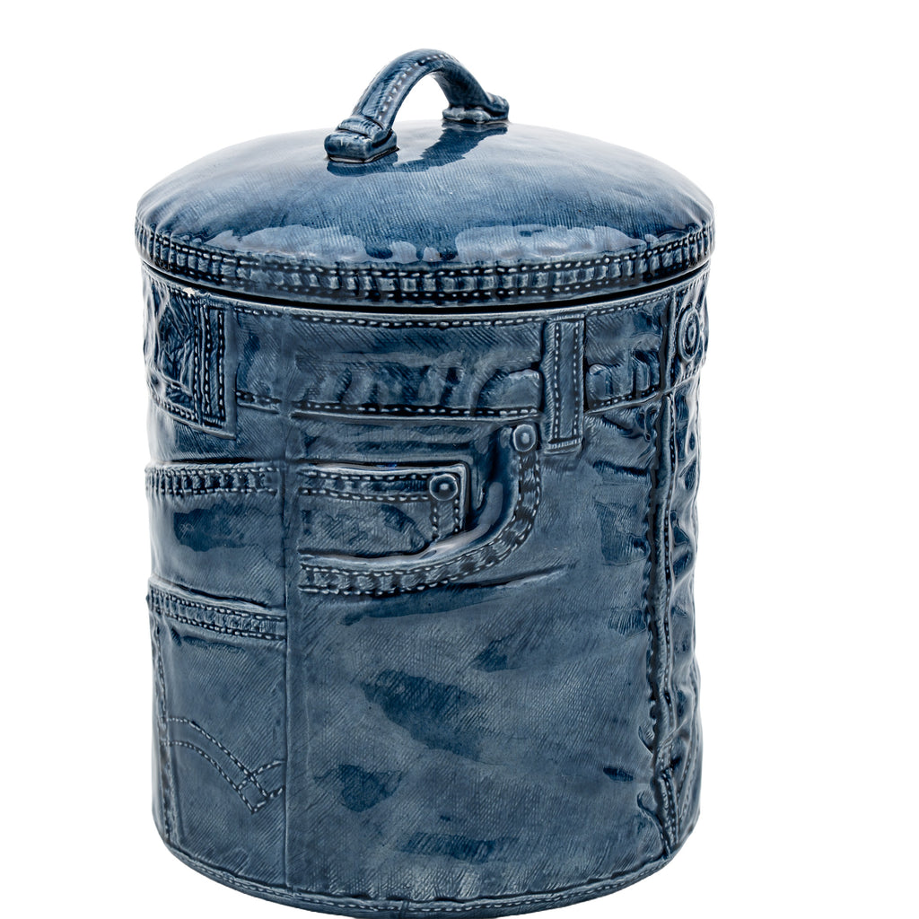 Sittre Ceramic Denim Jeans Cookie Jar Storage Canister