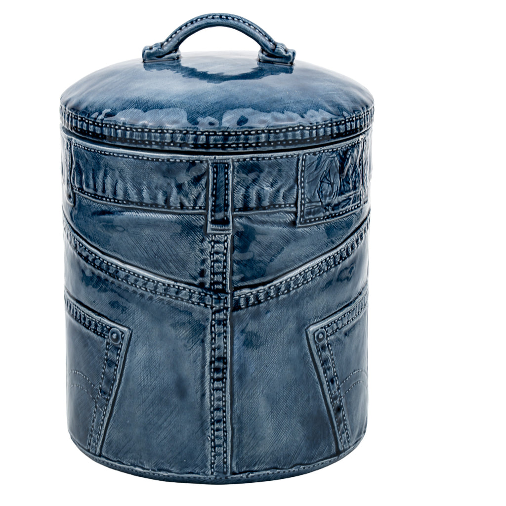 Sittre Ceramic Denim Jeans Cookie Jar Storage Canister