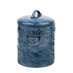 Sittre Ceramic Jeans Cookie Jar Storage Canister - Blue Glazed Novelty Canister