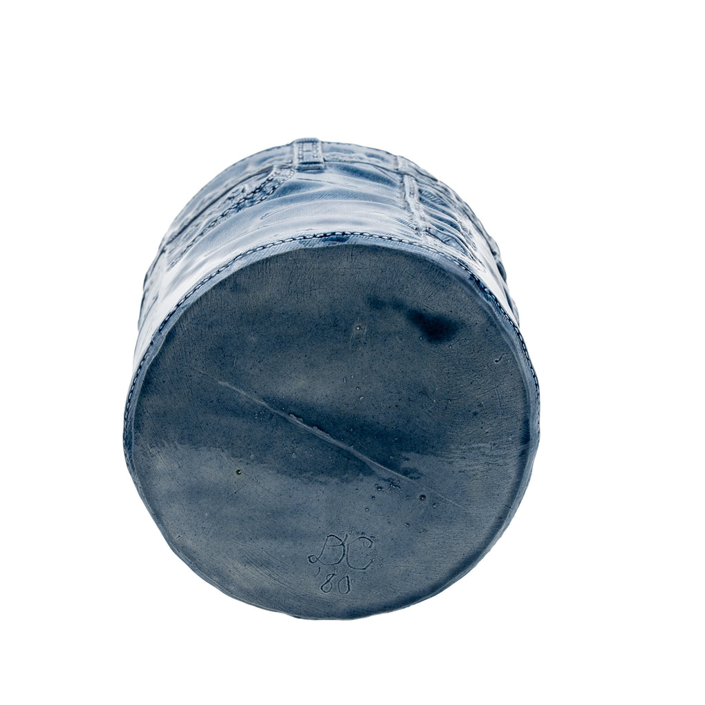Sittre Ceramic Jeans Cookie Jar Storage Canister - Blue Glazed Novelty Canister