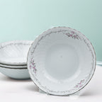 Gold Standard GST1 Porcelain Cereal Bowl Set - Scalloped Silver Trim
