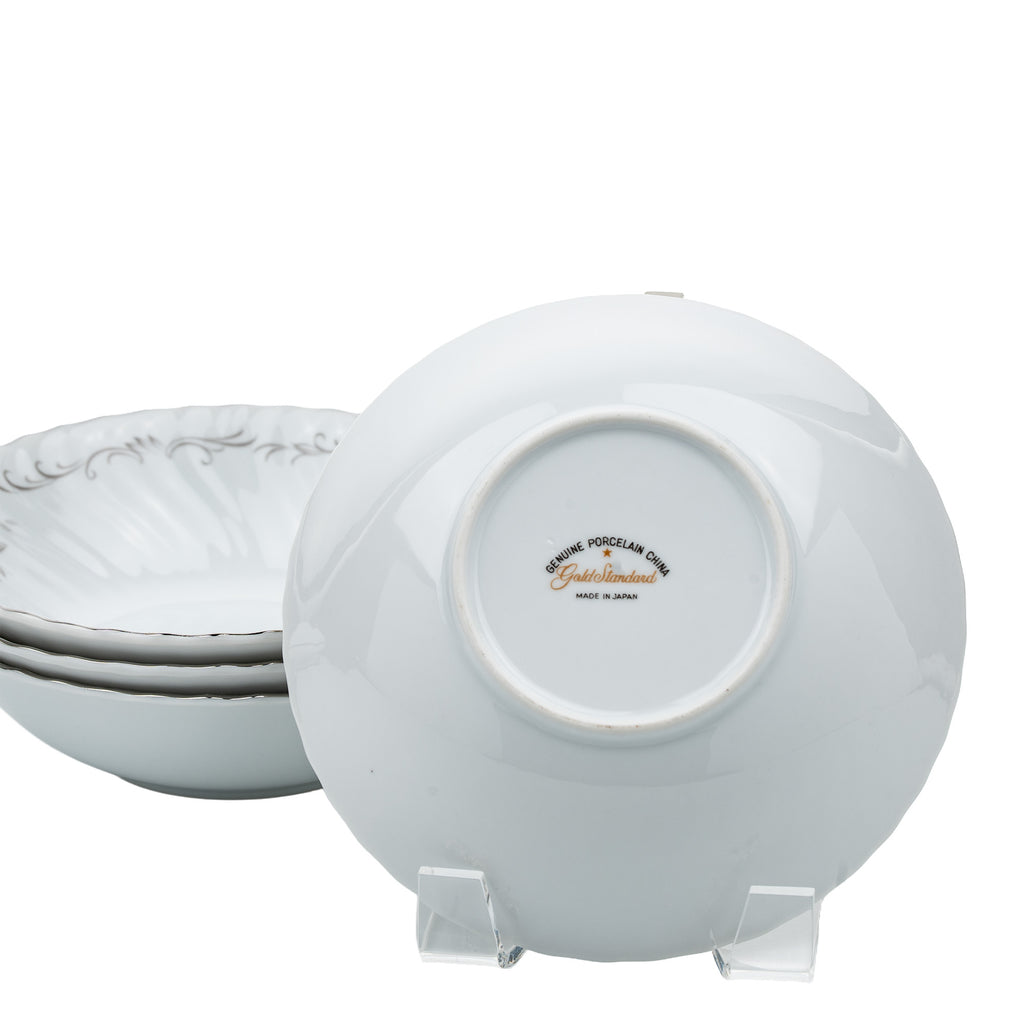 Gold Standard GST1 Porcelain Cereal Bowl Set - Scalloped Silver Trim