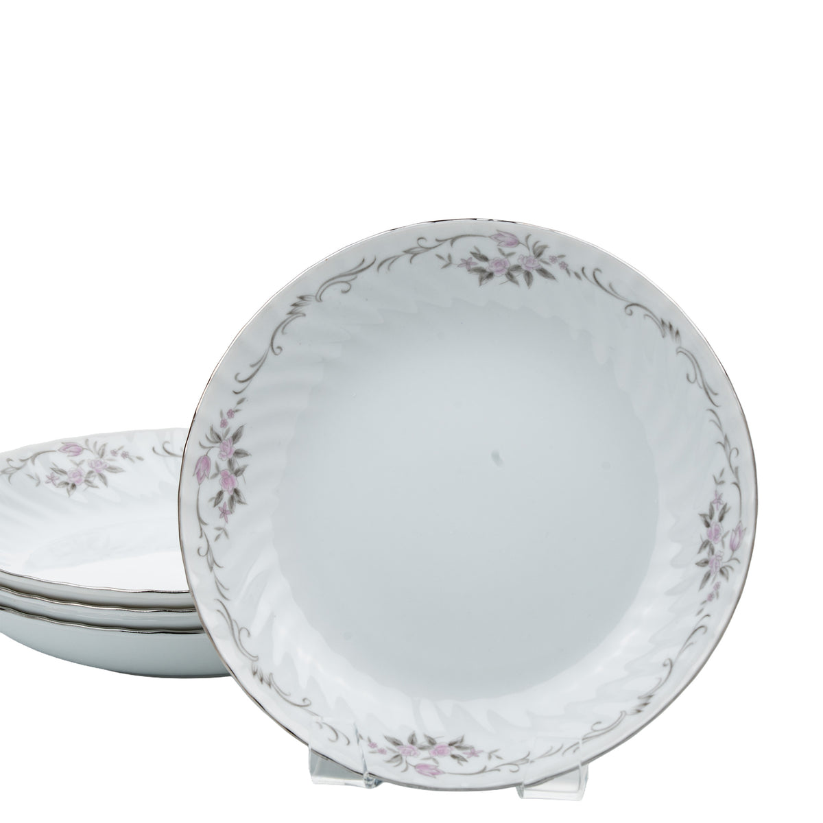 Gold Standard GST1 Coupe Soup Bowl Set - Pink Rose & Silver Trim