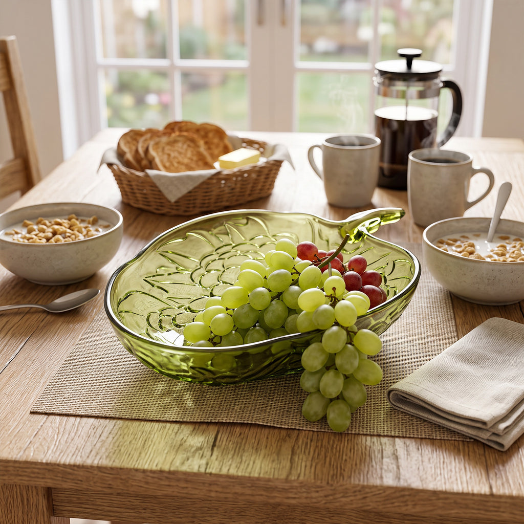Indiana Glass Grape Cluster Bowl - Avocado Green Centerpiece
