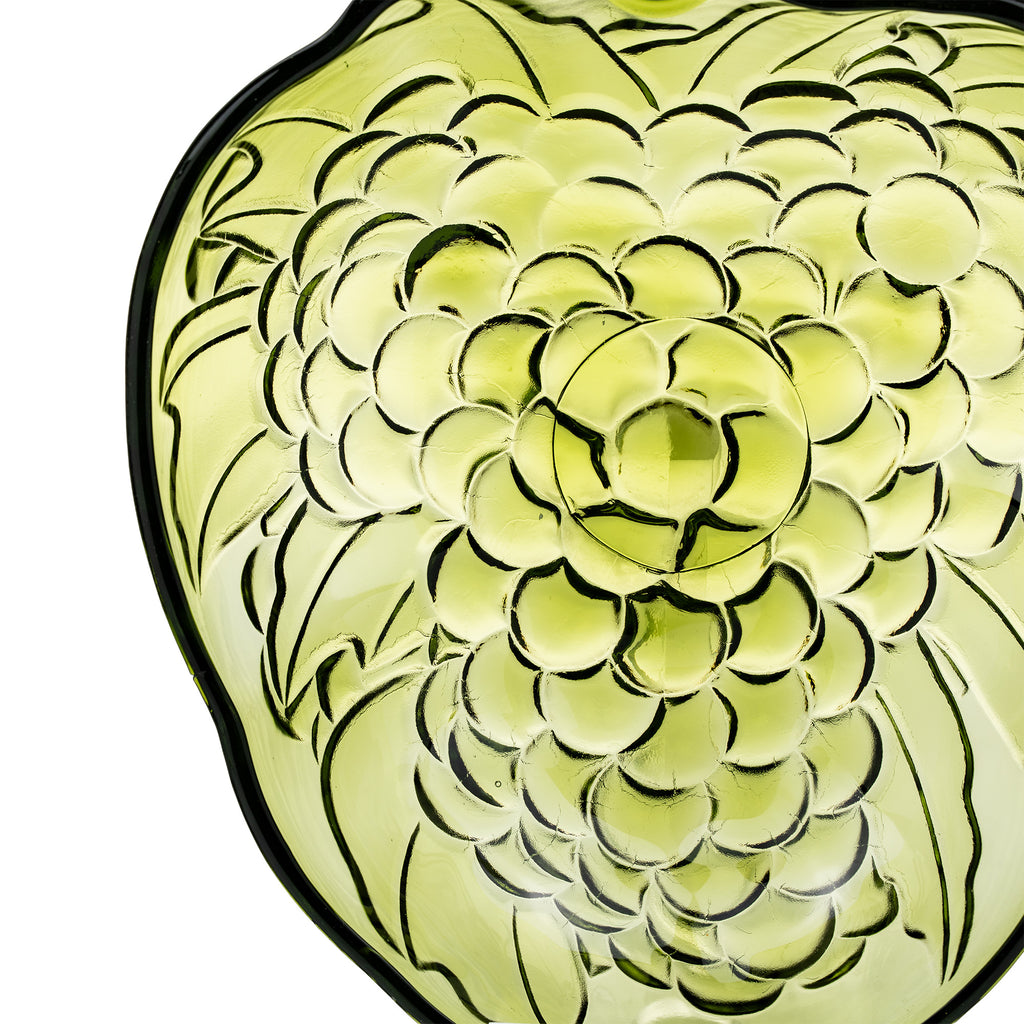 Indiana Glass Grape Cluster Bowl - Avocado Green Centerpiece