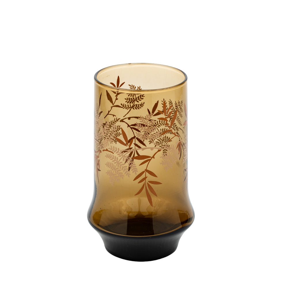 Libbey Gold Bounty Amber Tumbler Set - Wheat & Ribbon Motif