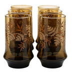 Libbey Gold Bounty Amber Tumbler Set - Wheat & Ribbon Motif