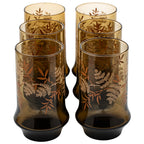 Libbey Gold Bounty Amber Tumbler Set - Wheat & Ribbon Motif