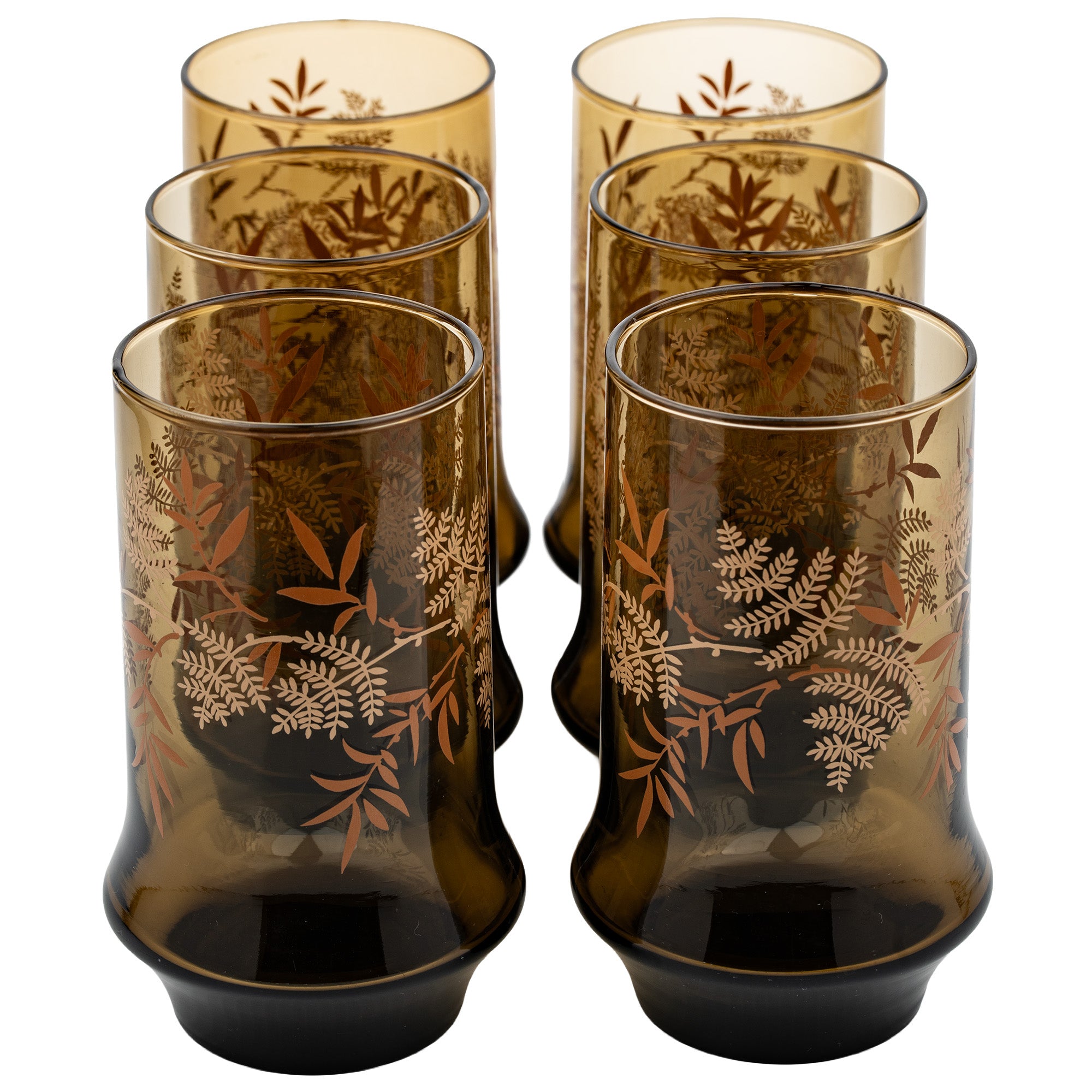Libbey Gold Bounty Amber Tumbler Set - Wheat & Ribbon Motif