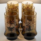 Libbey Gold Bounty Amber Tumbler Set - Wheat & Ribbon Motif