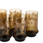 Libbey Gold Bounty Amber Tumbler Set - Wheat & Ribbon Motif
