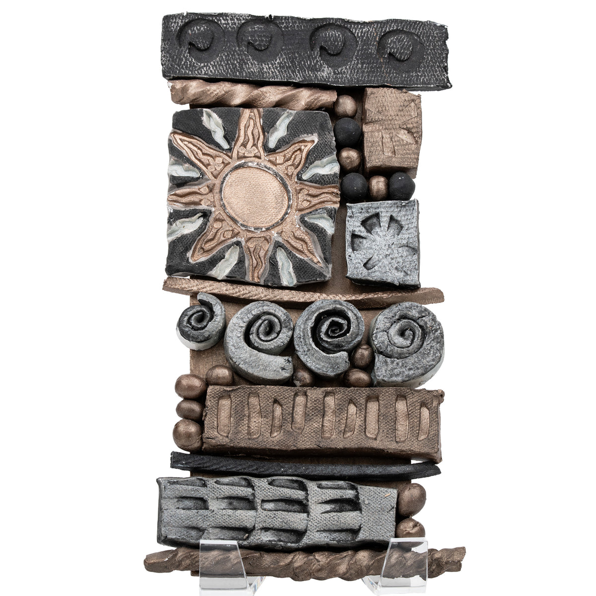 Ceramic Wall Plaque Set by Tyler J - Tribal Geometric Accents