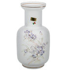Linea Gipar Frosted Glass Vase - Purple Floral & Gold Trim