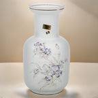 Linea Gipar Frosted Glass Vase - Purple Floral & Gold Trim