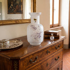 Linea Gipar Frosted Glass Vase - Purple Floral & Gold Trim