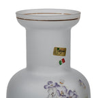 Linea Gipar Frosted Glass Vase - Purple Floral & Gold Trim