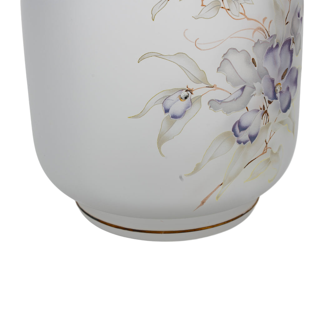 Linea Gipar Frosted Glass Vase - Purple Floral & Gold Trim