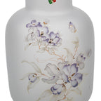 Linea Gipar Frosted Glass Vase - Purple Floral & Gold Trim