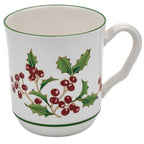 Sango White Christmas Mug Set of 4 - Holly & Berry Holiday Mugs