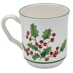 Sango White Christmas Mug Set of 4 - Holly & Berry Holiday Mugs