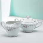 Gold Standard Porcelain Creamer & Covered Sugar Bowl Set - Pink Rose