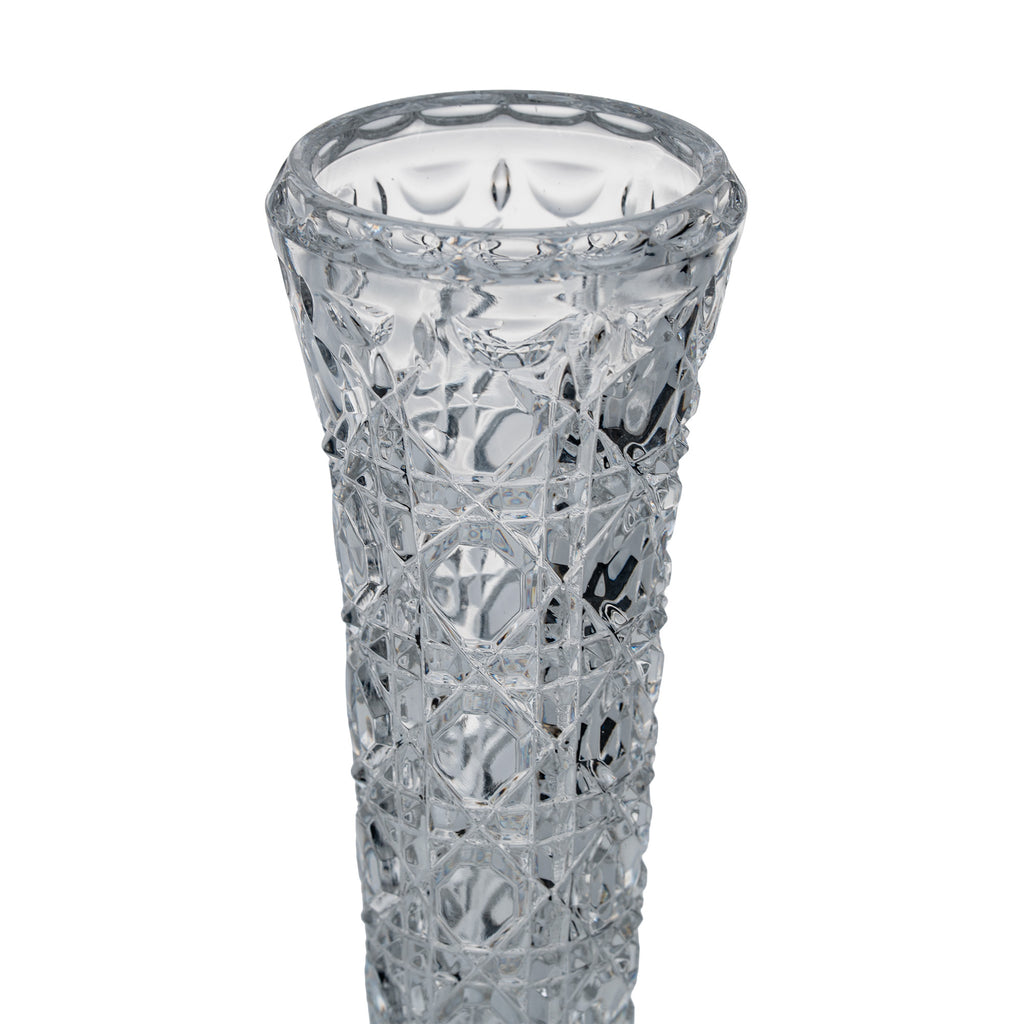 Leonard West Germany 24% Lead Crystal Vase - Tall Faceted Tapered