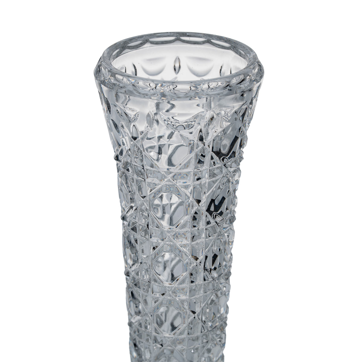 Leonard West Germany 24% Lead Crystal Vase - Tall Faceted Tapered
