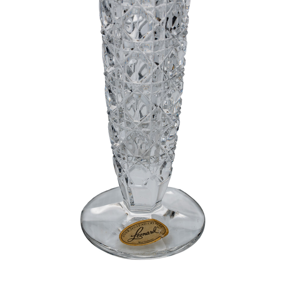 Leonard West Germany 24% Lead Crystal Vase - Tall Faceted Tapered