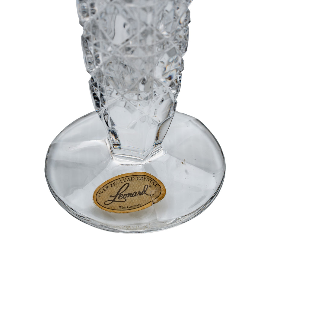 Leonard West Germany 24% Lead Crystal Vase - Tall Faceted Tapered