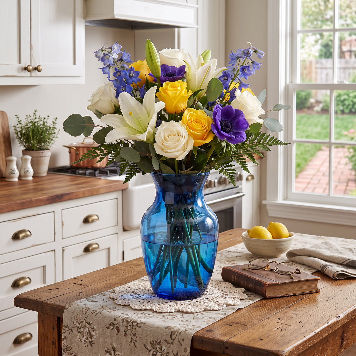 Cobalt Blue Glass Vase - Flared Rim Accent