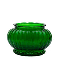 A.L.R. Co. Emerald Green Ribbed Glass Planter Bowl - Scalloped Rim