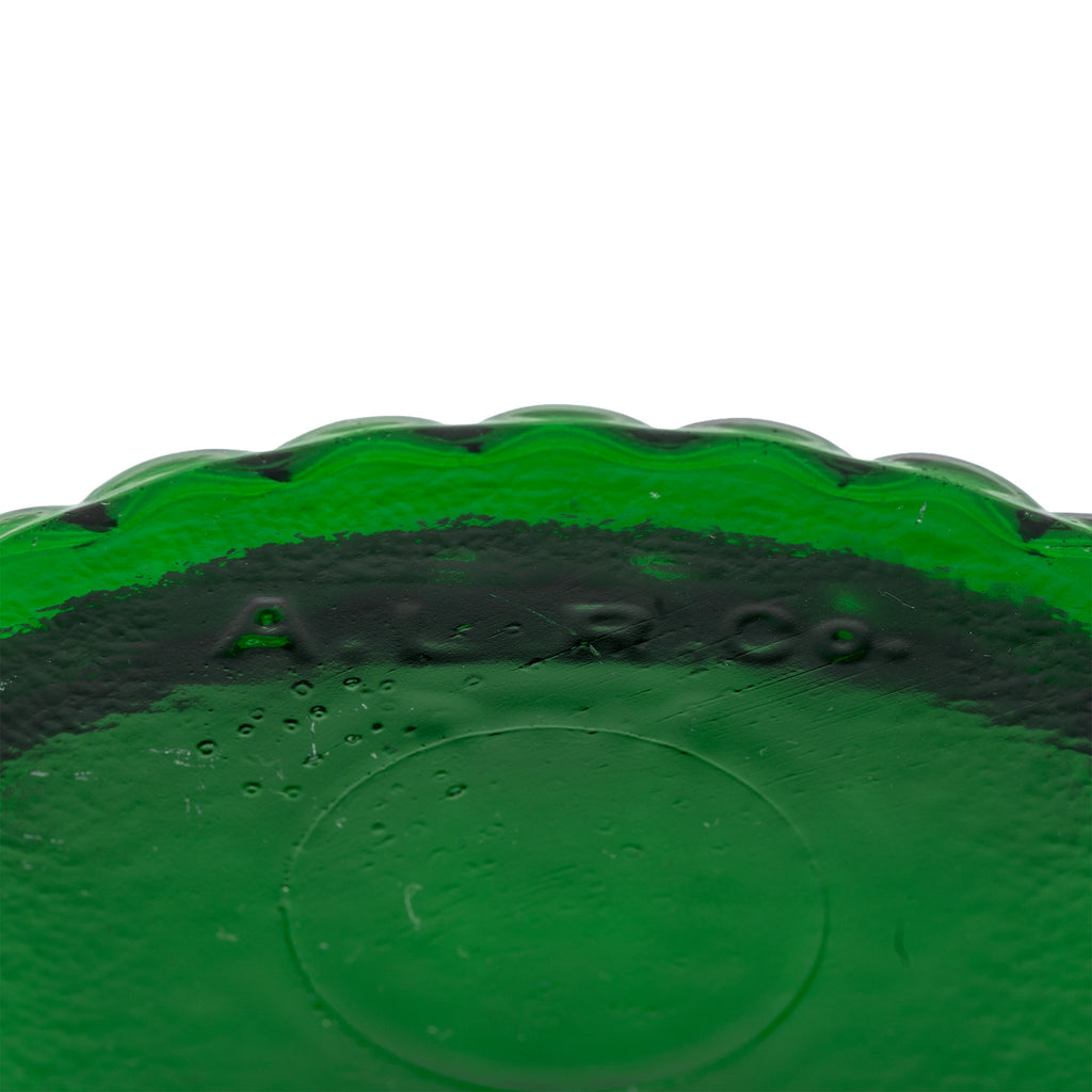 A.L.R. Co. Emerald Green Ribbed Glass Planter Bowl - Scalloped Rim