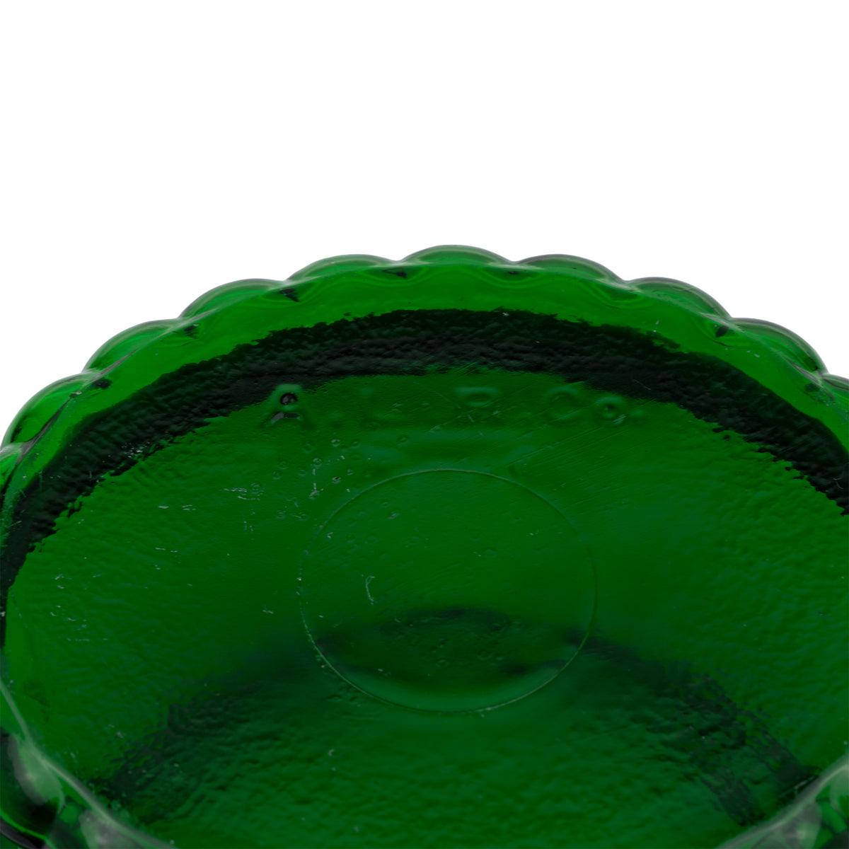 A.L.R. Co. Emerald Green Ribbed Glass Planter Bowl - Scalloped Rim