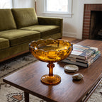 Indiana Glass Teardrop Amber Pedestal Compote Bowl - Scalloped Rim
