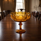 Indiana Glass Teardrop Amber Pedestal Compote Bowl - Scalloped Rim